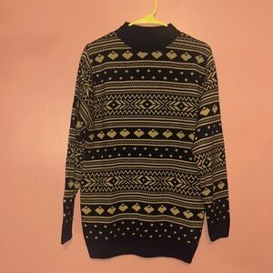 ZARA MENS BLUE/BROWN PATTERN SWEATER